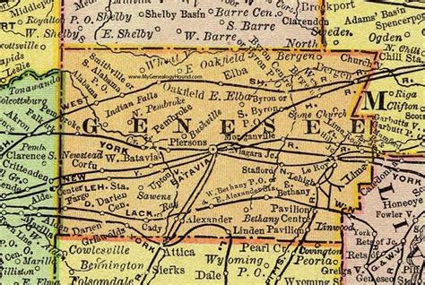 Genesee County, New York 1897 Map by Rand McNally, Batavia, NY