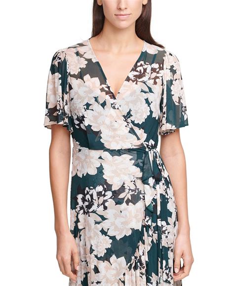 Calvin Klein Floral Print Faux Wrap Dress Macys