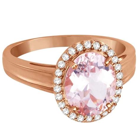 Diamond And Oval Pink Morganite Ring In 14k Rose Gold 2 43ct Re249