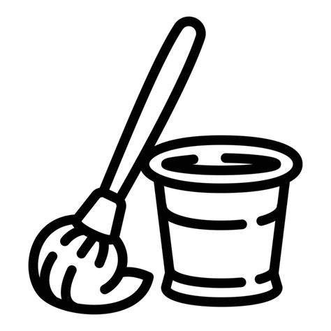 Mop Bucket Icon Outline Style Vector Art At Vecteezy