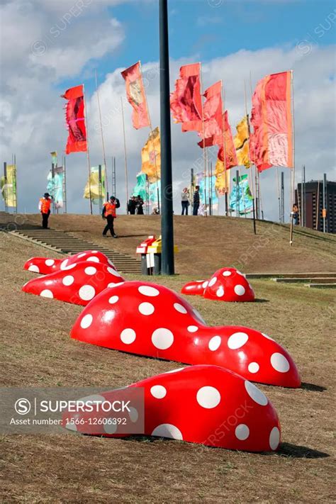 Yayoi Kusama Art Installation At Birrarung Marr Park Melbourne