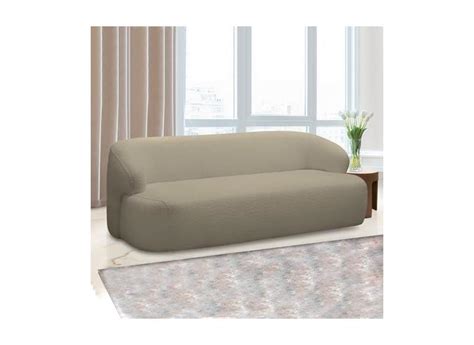 Sofá Decorativo Lugares Charlote cm Sala de Estar Pés em Madeira Bouclê Nude G Gran