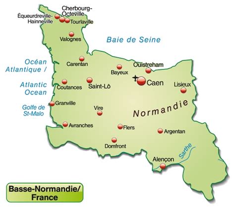 Map Of Basse Normandie As A Map In Pastel Green Royalty Free Photo 10915544 Panthermedia