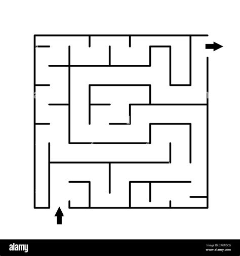 Vector maze template. Blank black and white square shaped geometrical ...