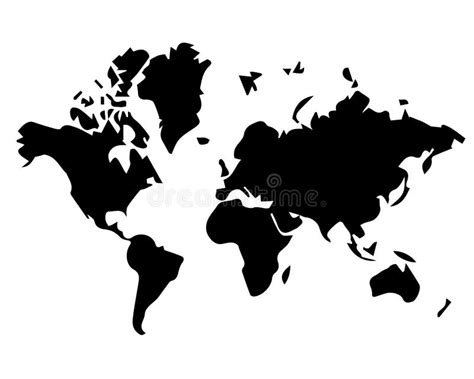 Black-and-white world map stock vector. Illustration of countries ...