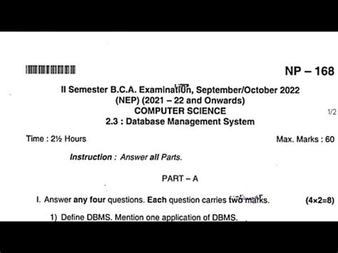 2nd Sem BCA Database Management System Nep Bu 2021 22 Question Paper