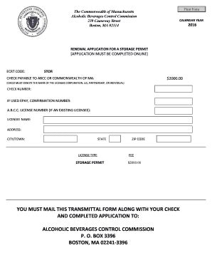 Fillable Online Mass RENEWAL APPLICATION FOR A STORAGE PERMIT Fax Email