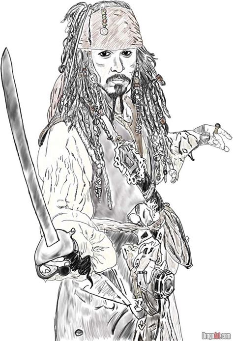 Pirate Ship Drawing Template How To Draw Johnny Depp As Jack Sparrow