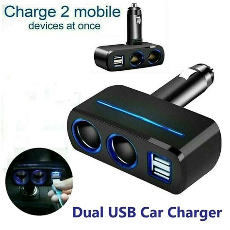 Cigarette Lighter Double Car Power Adapter Splitter Socket Car