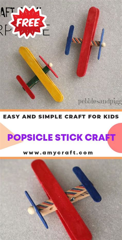 Craft Stick Airplane Easy Popsicle Crafts For Kids Click To Find The