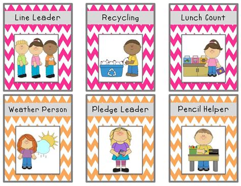 Bright Chevron Job Chart Cards Freebie Classroom Printables