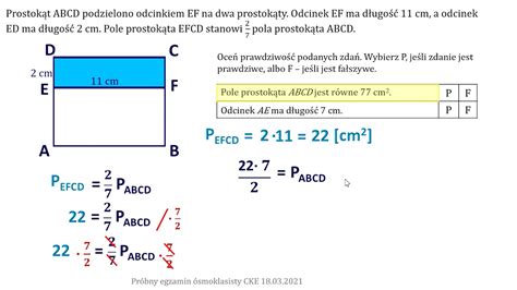 Prostok T Abcd Podzielono Odciekiem Ef Na Dwa Prostok Ty Pole