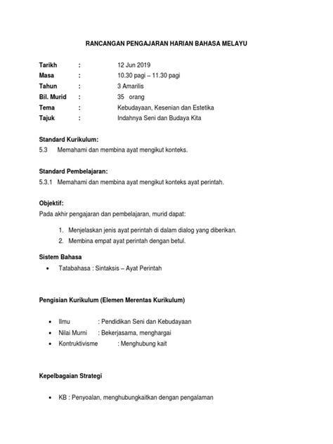 Rph Bm Tahun 3 Minggu 1 Ayat Perintah Pdf