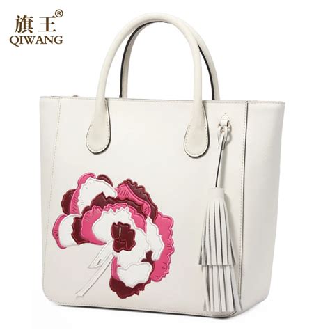 QIWANG China Woman Office Fashion Flower Peony Bag Chinese Tradtional