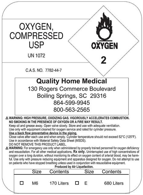 Label Oxygen Indications Usage And Precautions