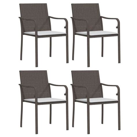 Chaises De Jardin Et Coussins Lot De 4 Marron 56x59x84 Cm Rotin HAO