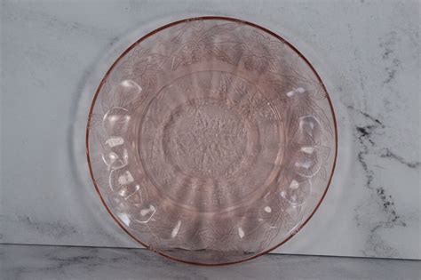 Pink Depression Glass Saucers Round Floral 55 Inch Ebay