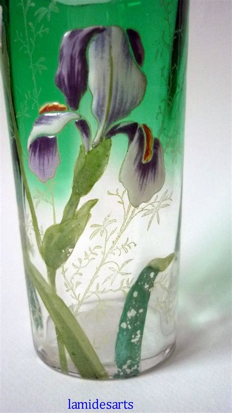 LEGRAS GRAND VERRE EMAILLE ART NOUVEAU IRIS 1900