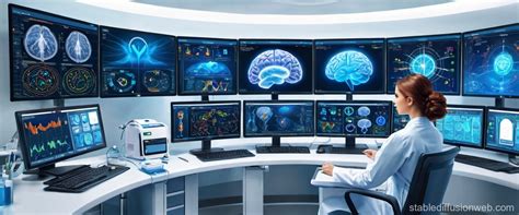 High-Tech Hospital Monitoring System with Brain Scan | Stable Diffusion ...