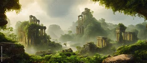 Artistic concept painting of an ancient temple, background illustration ...