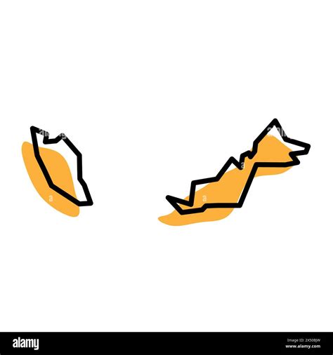 Malaysia Country Simplified Map Orange Silhouette With Thick Black