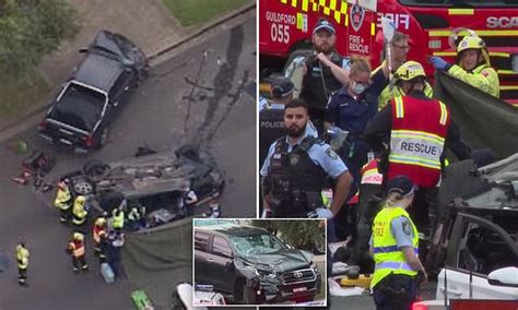 Horror Multi Car Crash In Merrylands Sydney Leaves One Man Dead And