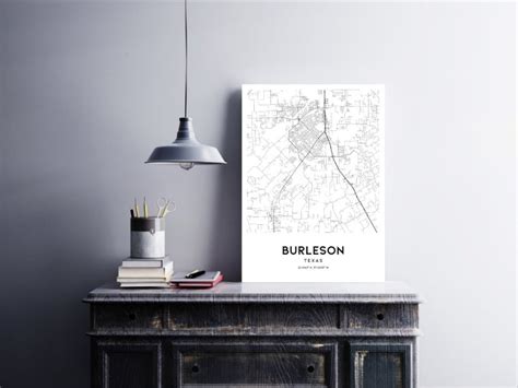 Burleson Map Print, Burleson Map Poster Wall Art, Tx City Map, Texas ...