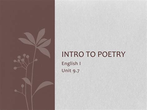 Ppt Intro To Poetry Powerpoint Presentation Free Download Id 2196283