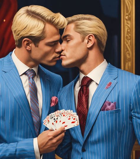 Lexica Two Naive Blonde Muscular Businessmen In Pale Blue Pinstripe