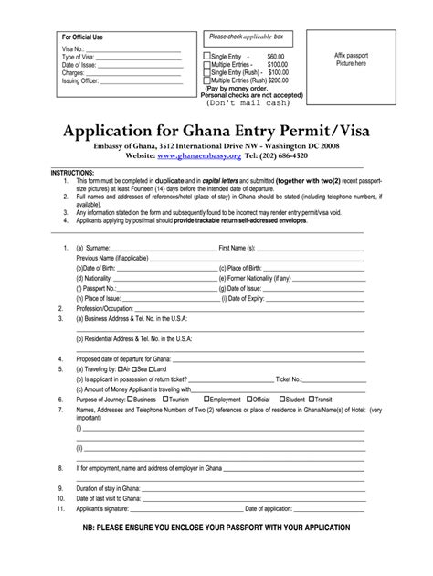 2009 Form Application For Ghana Entry Permitvisa Fill Online Printable Fillable Blank