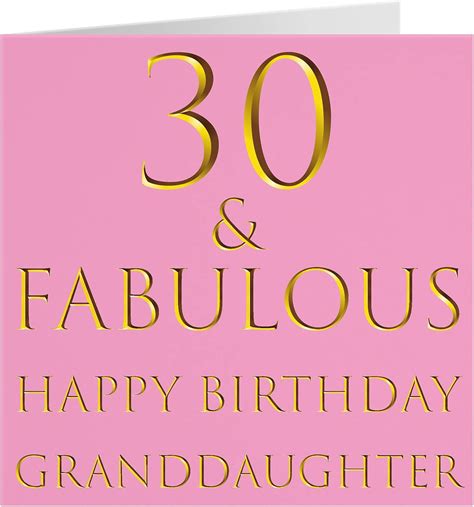 Hunts England Granddaughter 30th Birthday Card 30 And Fabulous