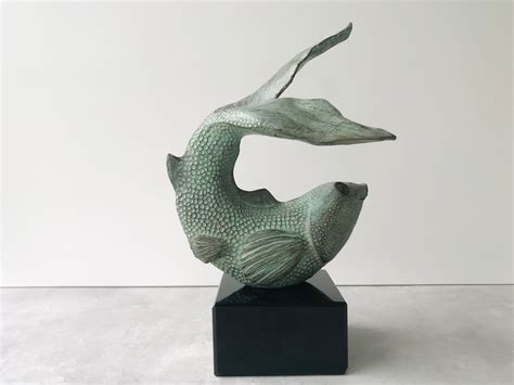 Koi garden sculpture, Limited Edition, bronze sculpture gift, pond Koi ...