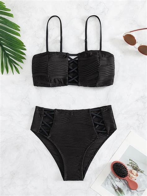 SHEIN Swim BAE Conjunto De Bikini Texturizado Sujetador De Cami