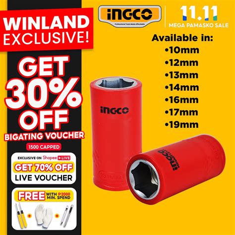 INGCO By Winland 1 2 Insulated Hexagon Socket CR V 1000V MAX ING HT