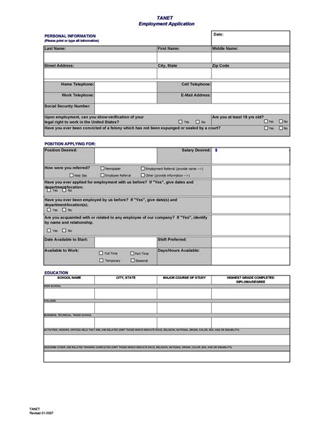 50 Free Employment Job Application Form Templates Printable Templatelab