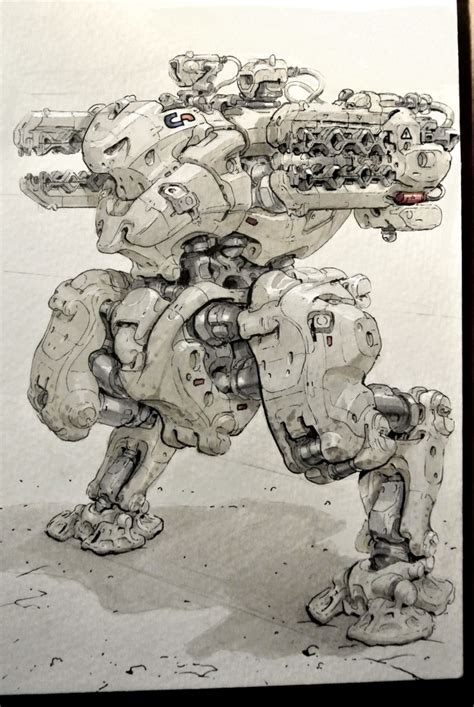 Artstation Mech Sketch Traditional Michal Kus Sketches Robot