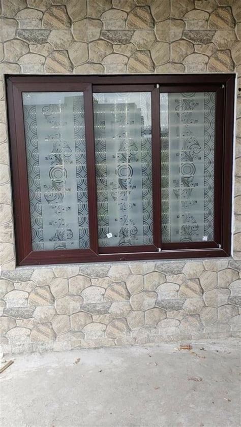 Brown Powder Coated Track Aluminium Sliding Window For Residential