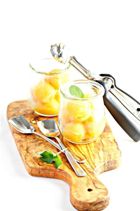 Peach Bellini Sorbet Entertaining Recipes Frozen Desserts Coctails