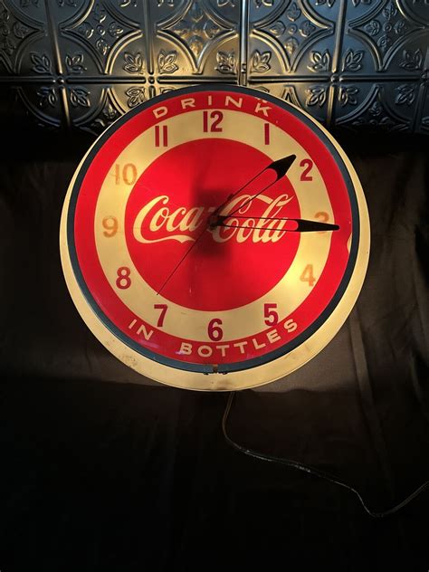 S Rare Dualite Coca Cola In Bottles Lighted Clock Works Great Ebay