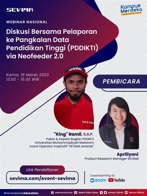 Webinar Diskusi Bersama Pelaporan Ke Pddikti Via Neofeeder Sevima