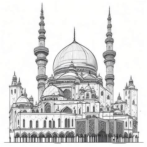 Premium Photo Al Masjid Al Nabawi Sketch