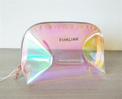 Transparent Hologram PVC Cosmetic Pouch Clear Stand Up Holographic