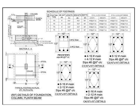 Cad Drawing Column Details Cadbull