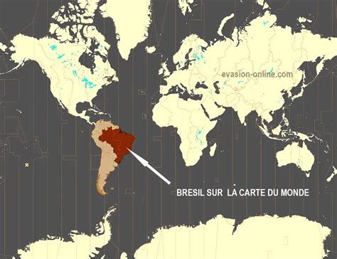 Le Brésil sur la carte Voyage Carte Plan