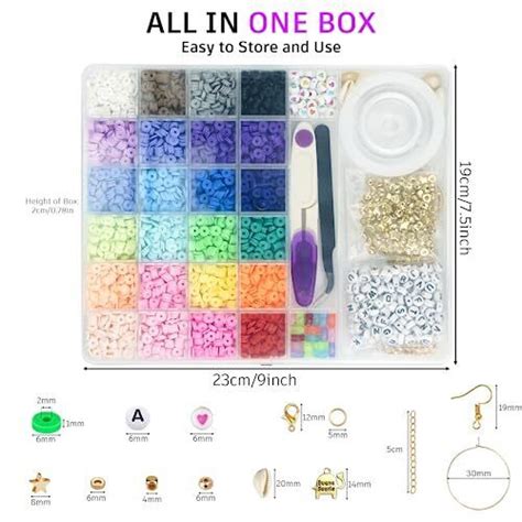 Gionlion 6000 Clay Beads Bracelet Making Kit 24 Colors Flat Preppy 24