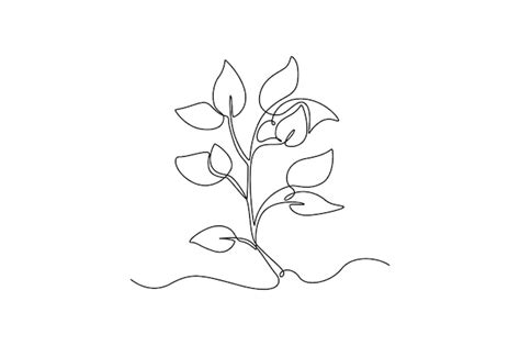 Premium Vector Single One Line Drawing Plants And Herbs Concept