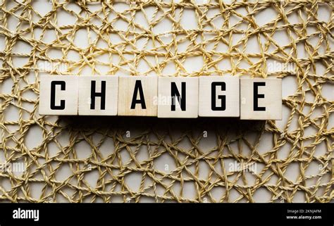 Change Word Made From Building Blocks On Vintage Beige Background Stock