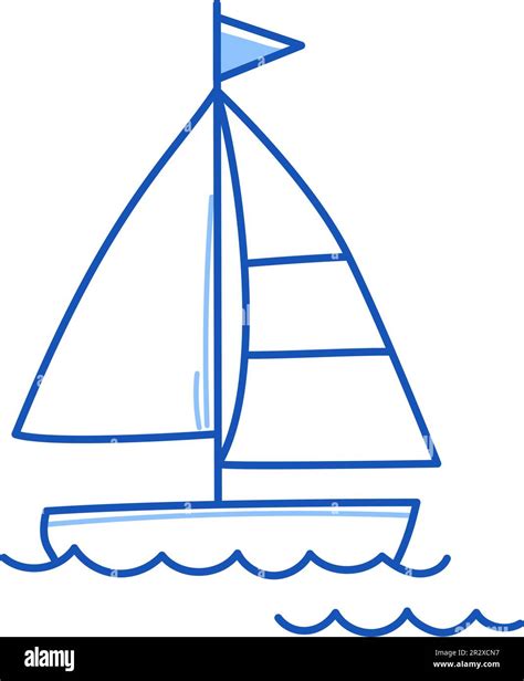 Sail Boat Yacht Ship Doodle Hand Drawn Sketch Doodle Style Sail Boat