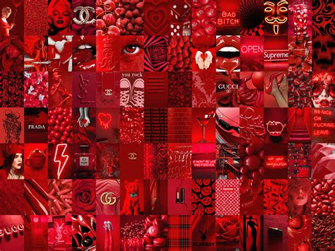 Download Luxurious Collage Aesthetic Red Background