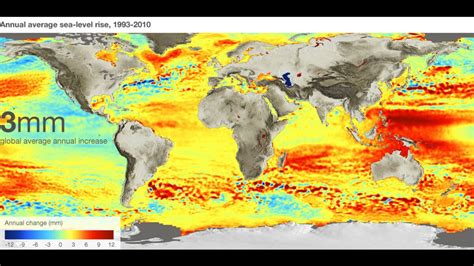 Une Carte Satellite De La Hausse Du Niveau De La Mer